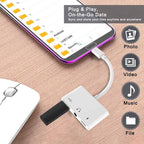 3 in 1 USB-C OTG Adapter with 3.5mm Headphone Jack, Compatible for iPad Pro and Type-C Jack Phone, 3 in 1 – Fast Charging