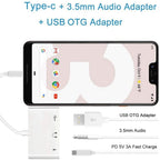 3 in 1 USB-C OTG Adapter with 3.5mm Headphone Jack, Compatible for iPad Pro and Type-C Jack Phone, 3 in 1 – Fast Charging