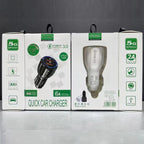 Qc3.0 Dual USB Car Charger + Micro USB Fast Charging Cable Car Charging Kit, Micro USB (White), Micro USB (Black)