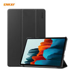 ENKAY ENK-8010 PU Leather + Plastic Smart Case with Three-folding Holder for Samsung Galaxy Tab S7 11.0 T870 / T875, For Galaxy Tab S8 / Galaxy Tab S7 11.0 For Galaxy Tab S8 Galaxy Tab S7 11.0 Black