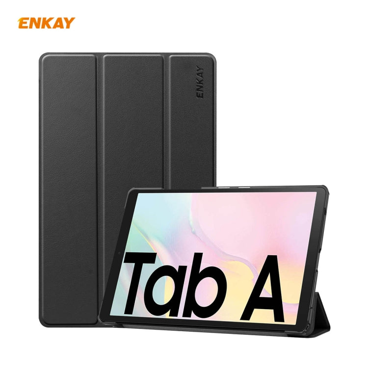 ENKAY ENK-8009 For Samsung Galaxy Tab A7 10.4 2020 T500 / T505 PU Leather + Plastic Smart Case with Three-folding Holder, For Samsung Galaxy Tab A7 10.4 2020 T500 For Samsung Galaxy Tab A7 10.4 2020 T500 Black