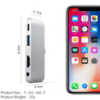 4 in 1 Type-C / USB-C to HDMI + AUX + USB + PD Type-C / USB-C HUB Adapter Multifunction HD Dock – Aluminum Alloy, TPU, 4K