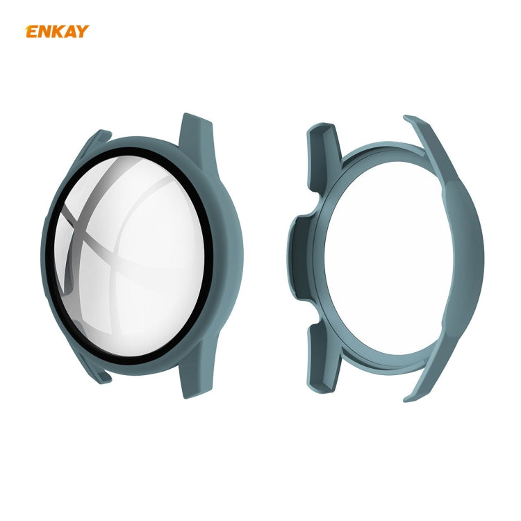 For Huawei Watch GT 2 46mm ENKAY Hat-Prince ENK-AC8202 Full Coverage PC Frosted Case + 9H Tempered Glass Protector – Anti-Scratch, Tempered Glass, Screen Protector Green