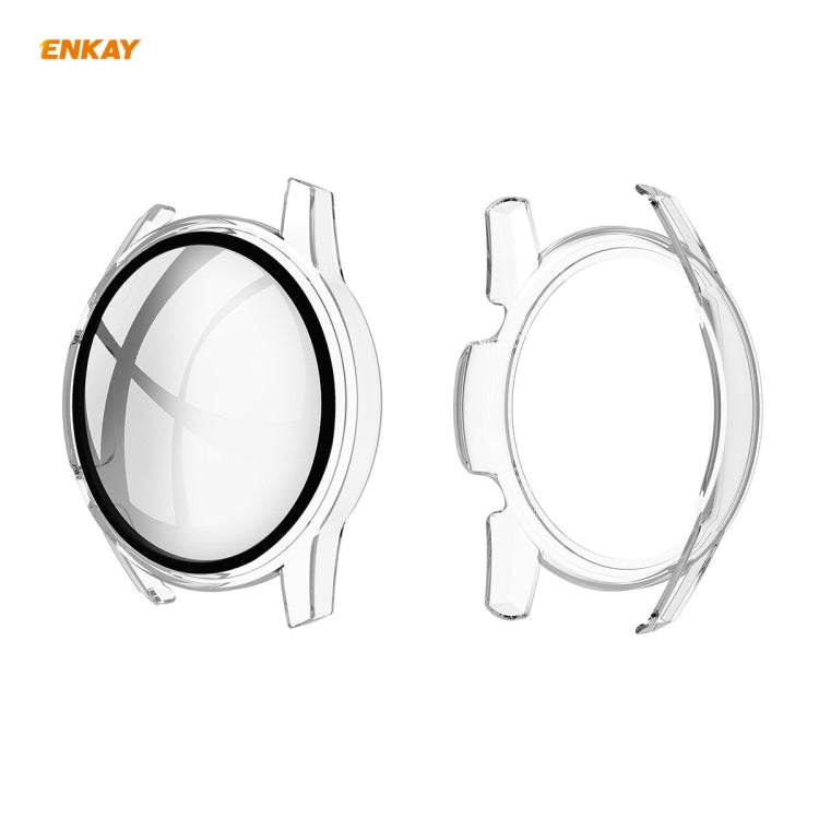 For Huawei Watch GT 2 46mm ENKAY Hat-Prince ENK-AC8202 Full Coverage PC Frosted Case + 9H Tempered Glass Protector – Anti-Scratch, Tempered Glass, Screen Protector Transparent