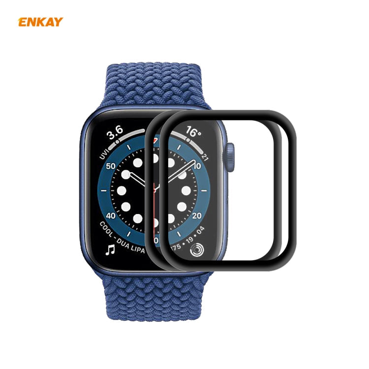2 PCS For Apple Watch Series 6/5/4/SE 44mm ENKAY Hat-Prince 3D Full Screen PET Curved Hot Bending HD Screen Protector Film, For Apple Watch Series 6/5/4/SE 44mm For Apple Watch Series 6 5 4 SE 44mm Black