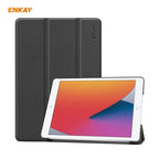For iPad 10.2 2020 / 2019 ENKAY ENK-8014 PU Leather + Plastic Smart Case with Three-folding Holder Black