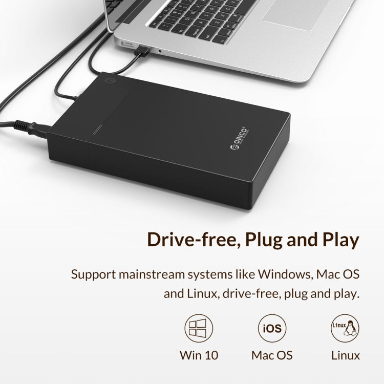 ORICO 3599U3 2.5 / 3.5-Inch Portable Hard-Drive Enclosure, EU Plug, EU Plug – TPU