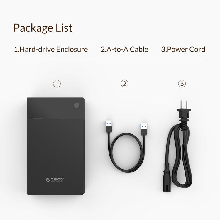 ORICO 3599U3 2.5 / 3.5-Inch Portable Hard-Drive Enclosure, EU Plug, EU Plug – TPU