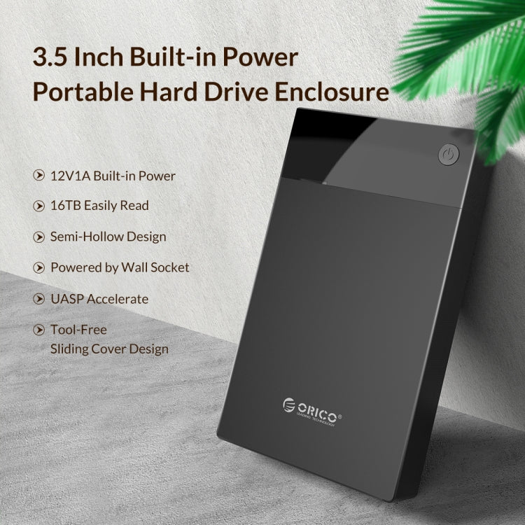 ORICO 3599U3 2.5 / 3.5-Inch Portable Hard-Drive Enclosure, EU Plug, EU Plug – TPU