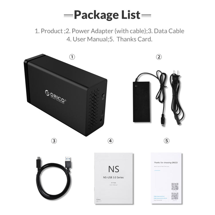 ORICO NS200RU3 2 Bay USB3.0 Hard Drive Enclosure with Raid, NS200RU3 – Aluminum Alloy, TPU