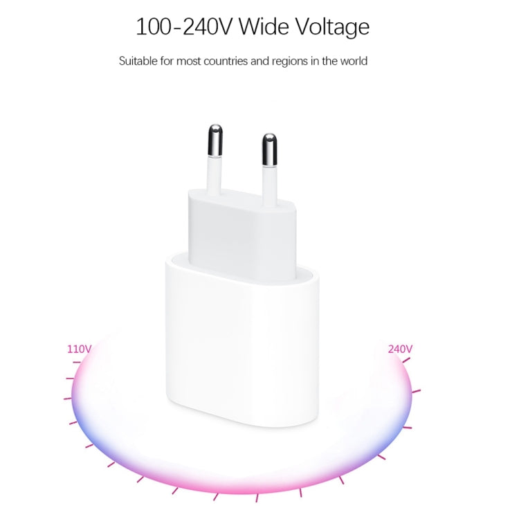 PD 20W Single USB-C / Type-C Interface Travel Charger, EU Plug, Actual 20W EU Plug – TPU