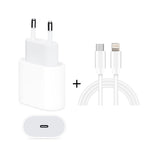 2 in 1 PD 20W Single USB-C / Type-C Port Travel Charger + 3A PD3.0 USB-C / Type-C to 8 Pin Fast Charge Data Cable Set, Cable Length: 2m, EU Plug, 20W 2m – Data Transmission, TPU