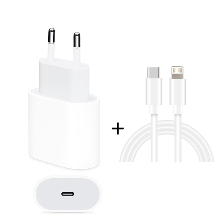 2 in 1 PD 20W Single USB-C / Type-C Port Travel Charger + 3A PD3.0 USB-C / Type-C to 8 Pin Fast Charge Data Cable Set, Cable Length: 2m, EU Plug, 20W 2m – Data Transmission, TPU