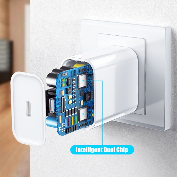2 in 1 PD 20W Single USB-C / Type-C Port Travel Charger + 3A PD3.0 USB-C / Type-C to 8 Pin Fast Charge Data Cable Set, Cable Length: 2m, EU Plug, 20W 2m – Data Transmission, TPU