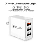 SDC-30W 2 in 1 USB to Micro USB Data Cable + 30W QC 3.0 USB + 2.4A Dual USB 2.0 Ports Mobile Phone Tablet PC Universal Quick Charger Travel Charger Set, US Plug, with Micro USB Cable, US Plug – Fast Charging, Data Transmission, TPU