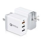 SDC-30W 2 in 1 USB to Micro USB Data Cable + 30W QC 3.0 USB + 2.4A Dual USB 2.0 Ports Mobile Phone Tablet PC Universal Quick Charger Travel Charger Set, US Plug, with Micro USB Cable, US Plug – Fast Charging, Data Transmission, TPU