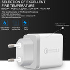 SDC-30W 2 in 1 USB to Micro USB Data Cable + 30W QC 3.0 USB + 2.4A Dual USB 2.0 Ports Mobile Phone Tablet PC Universal Quick Charger Travel Charger Set, EU Plug, with Micro USB Cable, EU Plug – Fast Charging, Data Transmission, TPU