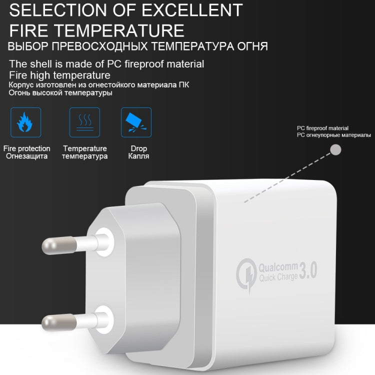 SDC-30W 2 in 1 USB to Micro USB Data Cable + 30W QC 3.0 USB + 2.4A Dual USB 2.0 Ports Mobile Phone Tablet PC Universal Quick Charger Travel Charger Set, EU Plug, with Micro USB Cable, EU Plug – Fast Charging, Data Transmission, TPU