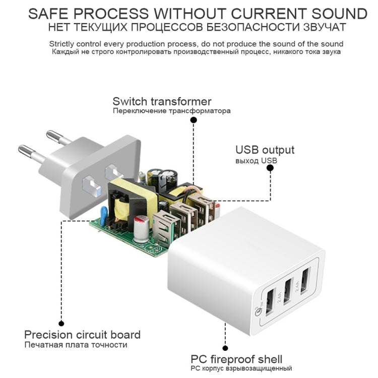 SDC-30W 2 in 1 USB to Micro USB Data Cable + 30W QC 3.0 USB + 2.4A Dual USB 2.0 Ports Mobile Phone Tablet PC Universal Quick Charger Travel Charger Set, EU Plug, with Micro USB Cable, EU Plug – Fast Charging, Data Transmission, TPU