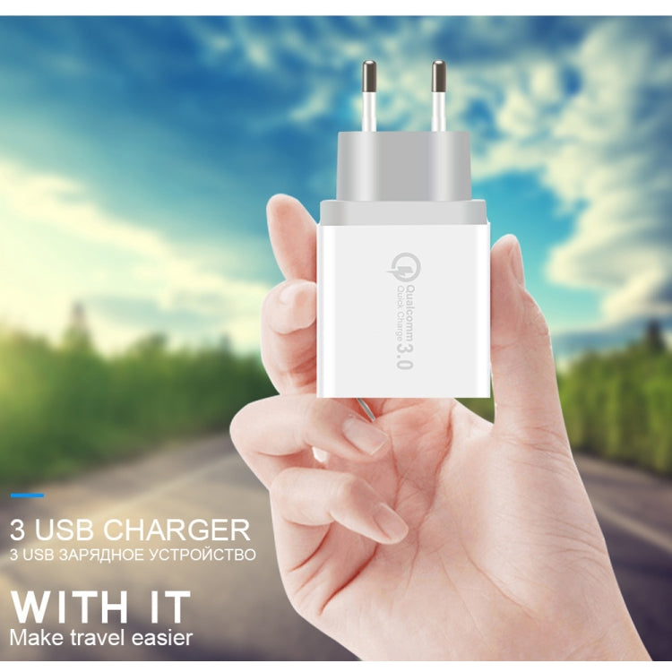 SDC-30W 2 in 1 USB to Micro USB Data Cable + 30W QC 3.0 USB + 2.4A Dual USB 2.0 Ports Mobile Phone Tablet PC Universal Quick Charger Travel Charger Set, EU Plug, with Micro USB Cable, EU Plug – Fast Charging, Data Transmission, TPU
