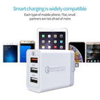 SDC-30W 2 in 1 USB to 8 Pin Data Cable + 30W QC 3.0 USB + 2.4A Dual USB 2.0 Ports Mobile Phone Tablet PC Universal Quick Charger Travel Charger Set, US Plug, with 8 Pin Cable, US Plug – Fast Charging, Data Transmission, TPU