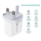 SDC-30W 2 in 1 USB to 8 Pin Data Cable + 30W QC 3.0 USB + 2.4A Dual USB 2.0 Ports Mobile Phone Tablet PC Universal Quick Charger Travel Charger Set, UK Plug, with 8 Pin Cable, UK Plug – Fast Charging, Data Transmission, TPU