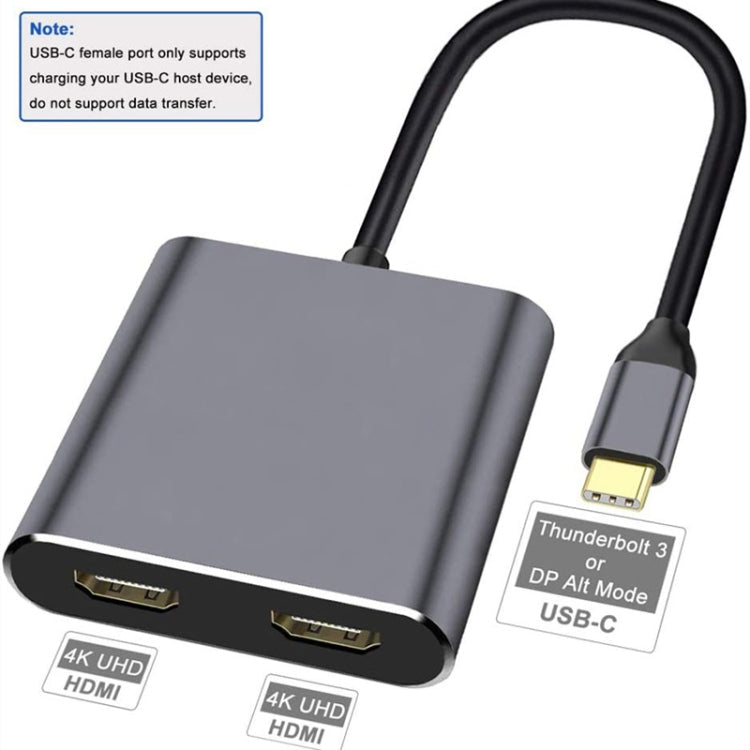 ZS-SGSHDMI USB-C / Type-C to Dual HDMI Adapter, USB-C / Type-C to Dual HDMI – Plug-and-play