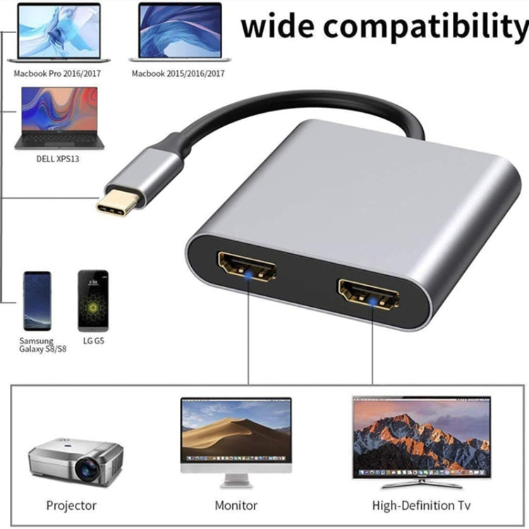 ZS-SGSHDMI USB-C / Type-C to Dual HDMI Adapter, USB-C / Type-C to Dual HDMI – Plug-and-play
