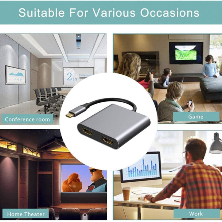 ZS-SGSHDMI USB-C / Type-C to Dual HDMI Adapter, USB-C / Type-C to Dual HDMI – Plug-and-play