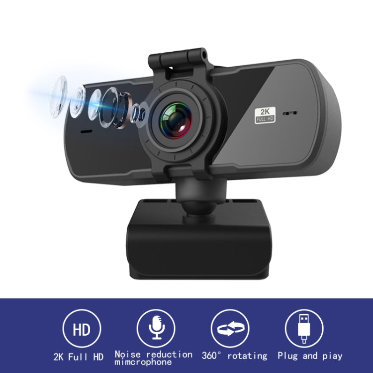 C5 4 Million Pixel Auto Focus 2K Full HD Webcam 360 Rotation USB Driver-free Live Broadcast WebCamera with Mic, C5 – TPU