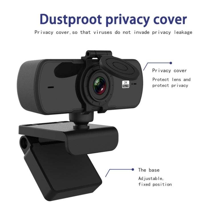 C5 4 Million Pixel Auto Focus 2K Full HD Webcam 360 Rotation USB Driver-free Live Broadcast WebCamera with Mic, C5 – TPU