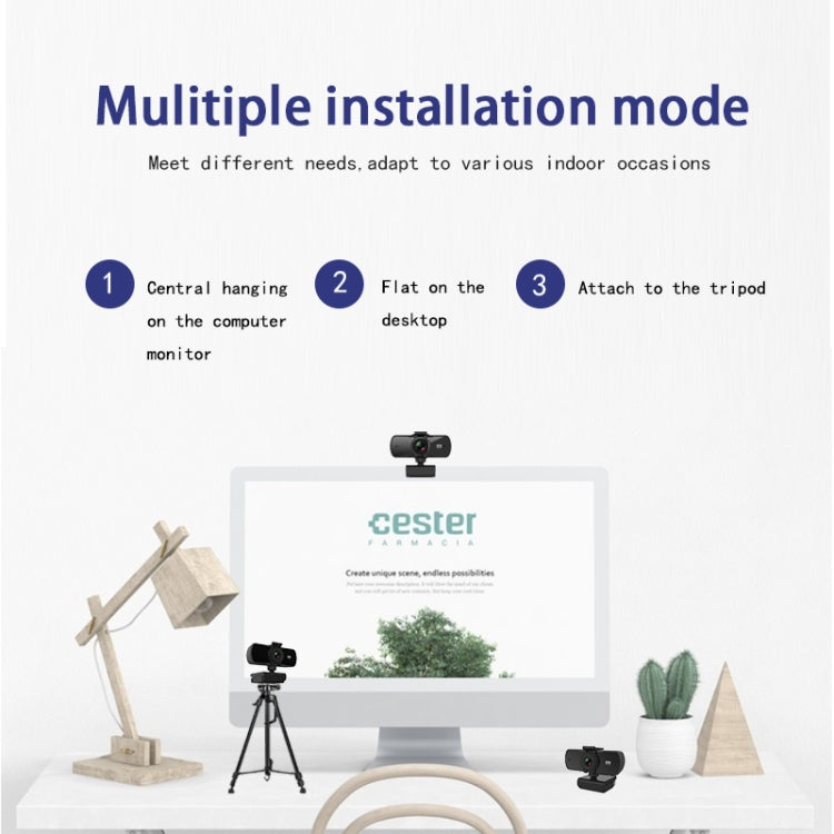 C5 4 Million Pixel Auto Focus 2K Full HD Webcam 360 Rotation USB Driver-free Live Broadcast WebCamera with Mic, C5 – TPU