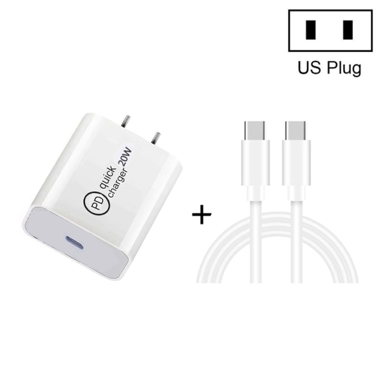 SDC-20W 2 in 1 PD 20W USB-C / Type-C Travel Charger + 3A PD 3.0 USB-C / Type-C to USB-C / Type-C Fast Charge Data Cable Set, Cable Length: 1m,, US Plug, EU Plug, UK Plug – TPU