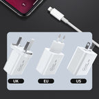 SDC-20W 2 in 1 PD 20W USB-C / Type-C Travel Charger + 3A PD3.0 USB-C / Type-C to 8 Pin Fast Charge Data Cable Set, Cable Length: 1m,, US Plug, EU Plug, UK Plug – Data Transmission, TPU
