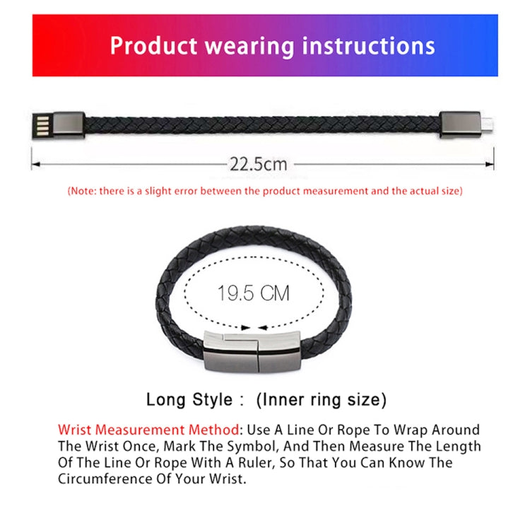 XJ-26 2.4A USB to Micro USB Creative Bracelet Data Cable, Cable Length: 22.5cm, XJ-26 Micro USB, 22.5cm Micro USB – Magnetic, Leather, Aluminum Alloy