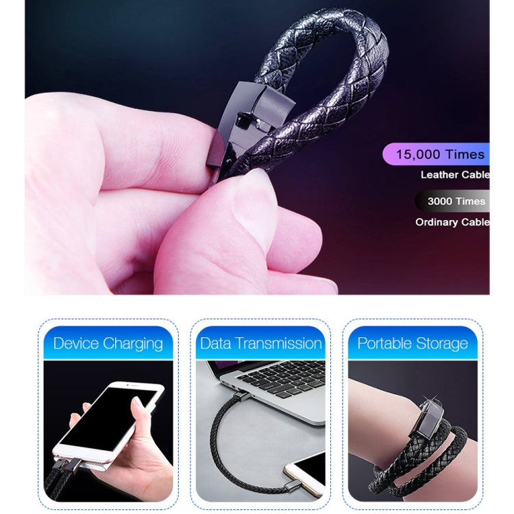 XJ-26 2.4A USB to Micro USB Creative Bracelet Data Cable, Cable Length: 22.5cm, XJ-26 Micro USB, 22.5cm Micro USB – Magnetic, Leather, Aluminum Alloy
