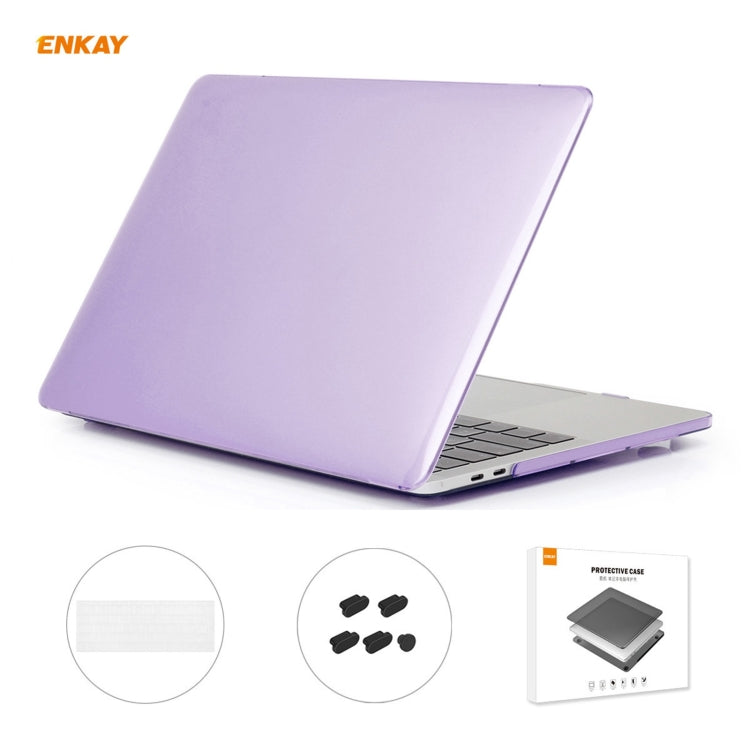 ENKAY 3 in 1 Crystal Laptop Protective Case + EU Version TPU Keyboard Film + Anti-dust Plugs Set for MacBook Pro 15.4 inch A1707 & A1990 (with Touch Bar), For MacBook Pro 15.4 inch A1707 (with Touch Bar) For MacBook Pro 15.4 inch A1707 (with Touch Bar) Purple