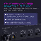 B032 2-in 4-out Power Amplifier Sound Switcher Speaker Lossless Sound Quality 300W Per Channel Switch Distributor Comparator with Headset Monitoring Function / Audio Input, B032