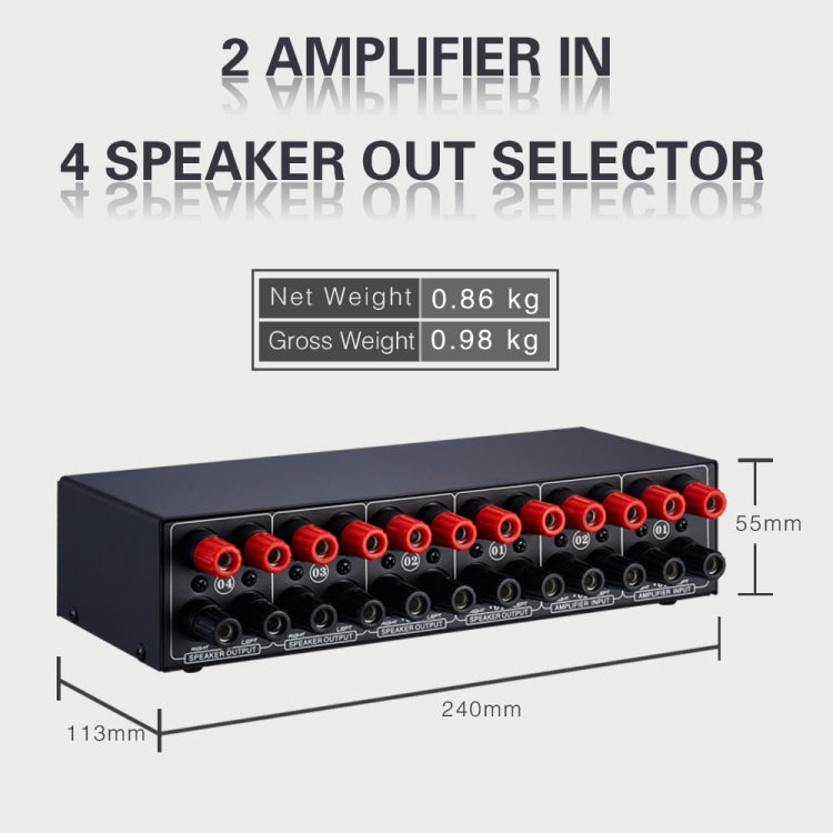 B032 2-in 4-out Power Amplifier Sound Switcher Speaker Lossless Sound Quality 300W Per Channel Switch Distributor Comparator with Headset Monitoring Function / Audio Input, B032