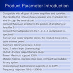 B032 2-in 4-out Power Amplifier Sound Switcher Speaker Lossless Sound Quality 300W Per Channel Switch Distributor Comparator with Headset Monitoring Function / Audio Input, B032