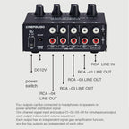1-In 4-Out Front Stereo Signal Amplifier, Independent Output Volume Adjustment RCA Interface No Loss Allocator, US Plug, B029