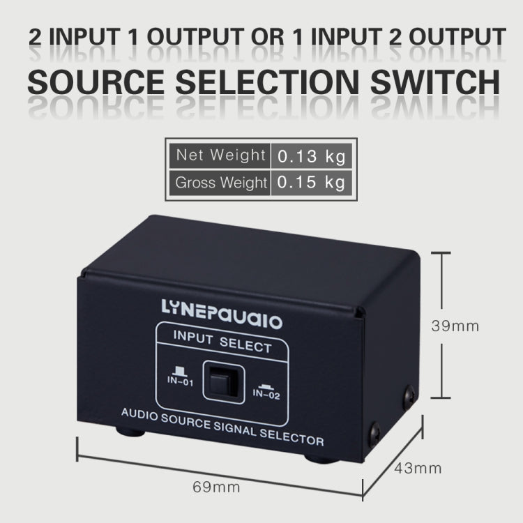 B101 2 In 1 Out (1 In 2 Out) Audio Source Signal Selection Switcher Computer Speaker RCA Lossless Audio Source Switcher, B101