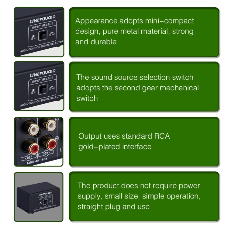 B101 2 In 1 Out (1 In 2 Out) Audio Source Signal Selection Switcher Computer Speaker RCA Lossless Audio Source Switcher, B101