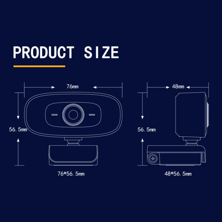 C10 2K HD Without Distortion 360 Degrees Rotate Three-speed Fill Light USB Free Drive Webcams, Built-in Sound Clearer Microphone – TPU