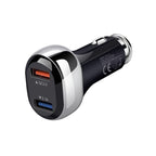 YSY-312 2 in 1 18W Portable QC3.0 Dual USB Car Charger + 1m 3A USB to 8 Pin Data Cable Set, with 8 Pin Cable – Data Transmission, TPU