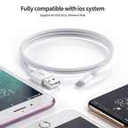 YSY-312 2 in 1 18W Portable QC3.0 Dual USB Car Charger + 1m 3A USB to 8 Pin Data Cable Set, with 8 Pin Cable – Data Transmission, TPU