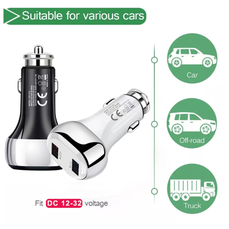 YSY-312 2 in 1 18W Portable QC3.0 Dual USB Car Charger + 1m 3A USB to 8 Pin Data Cable Set, with 8 Pin Cable – Data Transmission, TPU