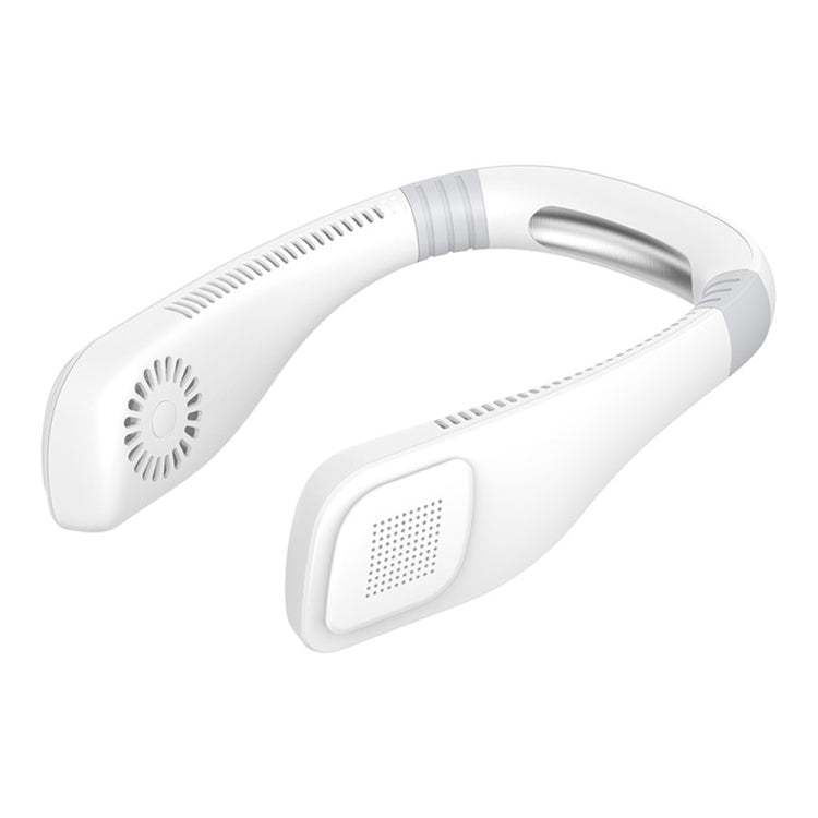 Hand Free Mini USB Neck Fan - Rechargeable Portable Headphone Design Wearable Neckband Fan, 3 Level Air Flow, 360 Degree Free Rotation Perfect for Sports, Office and Outdoor White