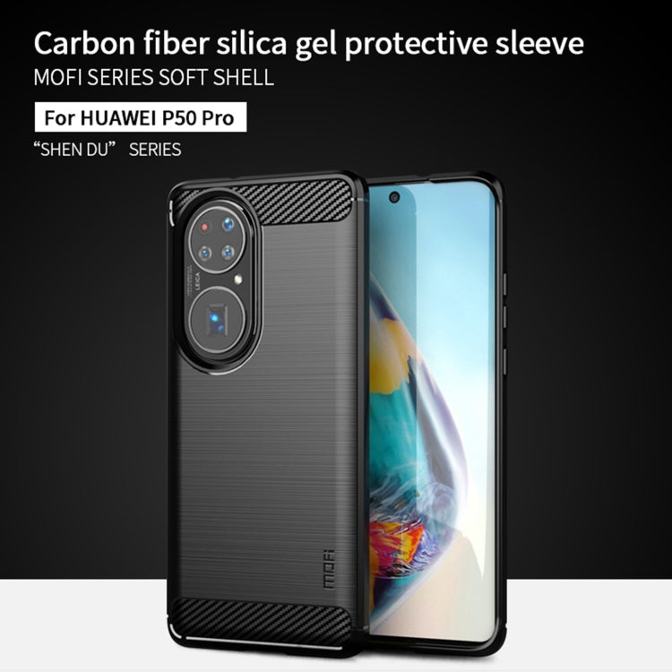 MOFI Gentleness Series Brushed Texture Carbon Fiber Soft TPU Case – TPU, For Huawei P50 Pro, For Xiaomi Mi 11 Ultra, For OnePlus 8