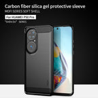 MOFI Gentleness Series Brushed Texture Carbon Fiber Soft TPU Case – TPU, For Huawei P50 Pro, For Xiaomi Mi 11 Ultra, For OnePlus 8
